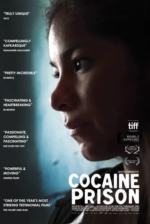 Poster of Cocaine Prison: a young woman in profile against a dark background.